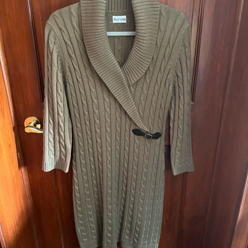 New York & Company Tan Cable Knit Cardigan